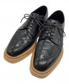 PRADAプラダ）の古着「エスパドリーユウィングチップシューズ」｜ブラック