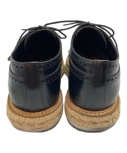 PRADA（プラダ）PRADA (プラダ) エスパドリーユウィングチップシューズ ブラック サイズ:5 1/2（推定24.5cm）の古着・服飾アイテム