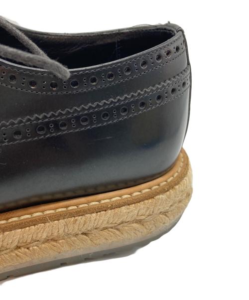 PRADA（プラダ）PRADA (プラダ) エスパドリーユウィングチップシューズ ブラック サイズ:5 1/2（推定24.5cm）の古着・服飾アイテム