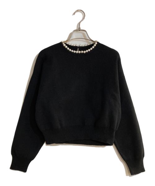 BORDERS at BALCONY（ボーダーズアットバルコニー）BORDERS at BALCONY (ボーダーズアットバルコニー) パールデザインニット ブラック サイズ:36の古着・服飾アイテム
