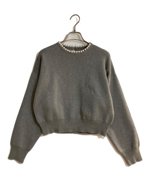 BORDERS at BALCONY（ボーダーズアットバルコニー）BORDERS at BALCONY (ボーダーズアットバルコニー) パールデザインニット グレー サイズ:36の古着・服飾アイテム