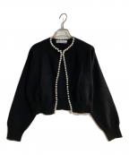 BORDERS at BALCONYボーダーズアットバルコニー）の古着「PEARL KNIT CARDIGAN」｜ブラック