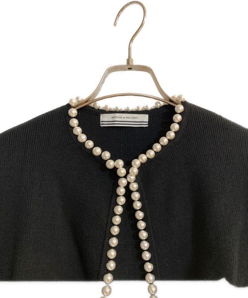 BORDERS at BALCONY（ボーダーズアットバルコニー）BORDERS at BALCONY (ボーダーズアットバルコニー) PEARL KNIT CARDIGAN ブラック サイズ:36の古着・服飾アイテム