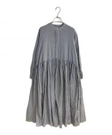 BEARDSLEY（ビアズリー）の古着「先染めギャザーワンピース」｜グレー