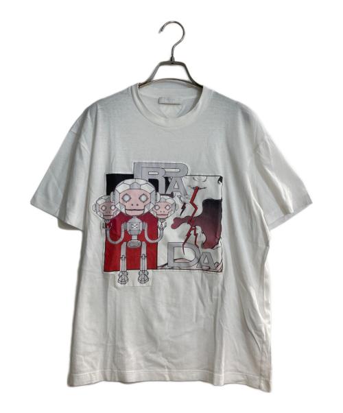 PRADA（プラダ）PRADA (プラダ) アートワークプリントTシャツ ホワイト サイズ:Mの古着・服飾アイテム
