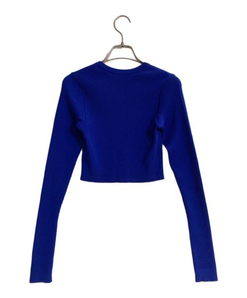 AURALEE（オーラリー）AURALEE (オーラリー) SUPER FINE WOOL HIGH GAUGE RIB KNIT SHORT CARDIGAN ブルー サイズ:1の古着・服飾アイテム