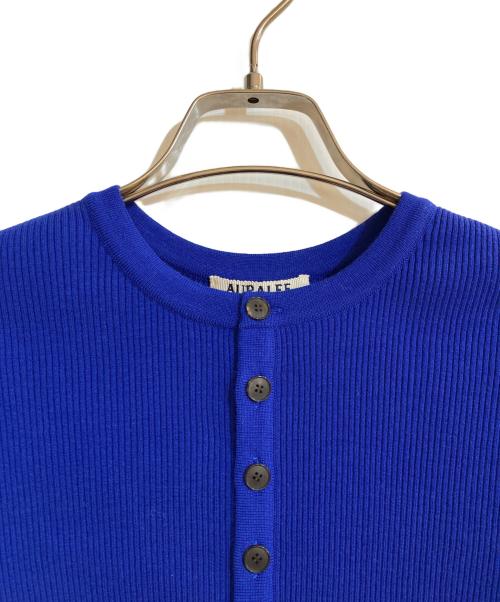 AURALEE（オーラリー）AURALEE (オーラリー) SUPER FINE WOOL HIGH GAUGE RIB KNIT SHORT CARDIGAN ブルー サイズ:1の古着・服飾アイテム