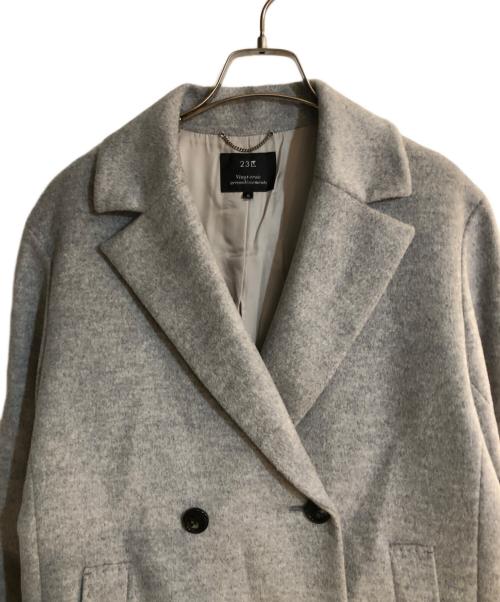 23区（ニジュウサンク）23区 (ニジュウサンク) アンゴラ混ダブルブレストコート グレー サイズ:36の古着・服飾アイテム