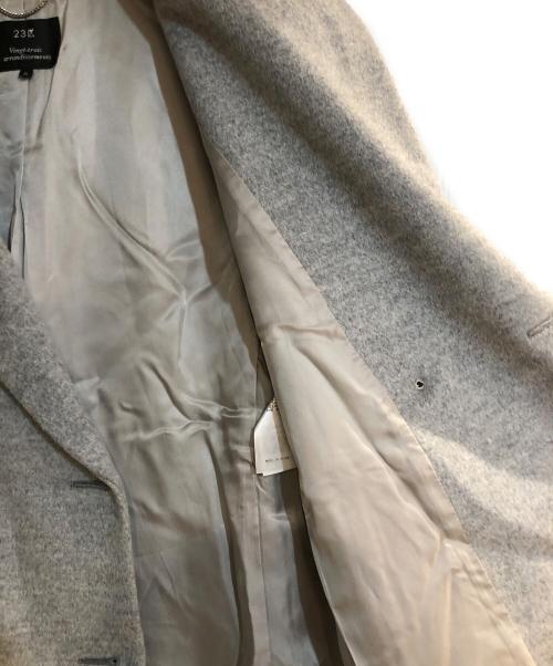 23区（ニジュウサンク）23区 (ニジュウサンク) アンゴラ混ダブルブレストコート グレー サイズ:36の古着・服飾アイテム