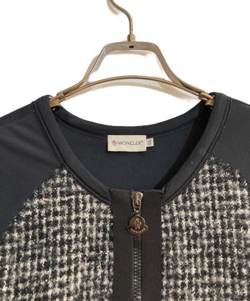 MONCLER（モンクレール）MONCLER (モンクレール) モヘアアルパカブレンドツイードロゴジップカーディガン ブラック サイズ:XSの古着・服飾アイテム