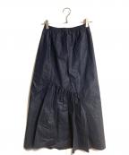MACPHEEマカフィー）の古着「コーティングコットン アシンメトリーギャザースカート」｜ネイビー