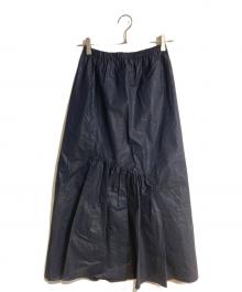 MACPHEE（マカフィー）の古着「コーティングコットン アシンメトリーギャザースカート」｜ネイビー