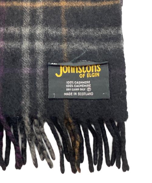 JOHNSTONS OF ELGIN（ジョンストンズオブエルガン）JOHNSTONS OF ELGIN (ジョンストンズオブエルガン) カシミヤマフラー ブラックの古着・服飾アイテム