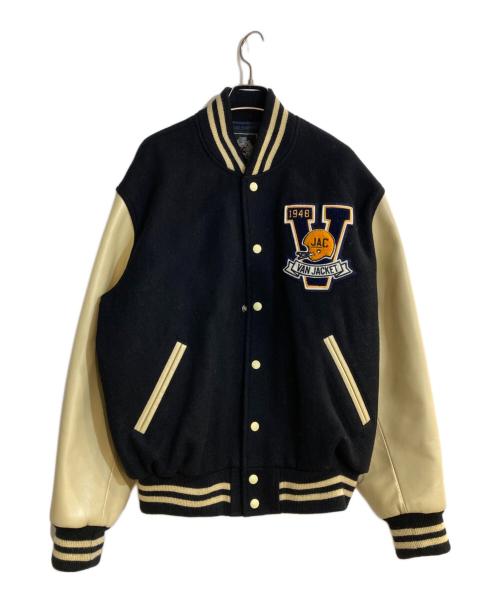 VAN（ヴァン）VAN (ヴァン) アーチロゴ袖レザースタジャン ネイビー サイズ:LLの古着・服飾アイテム