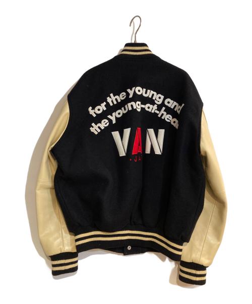 VAN（ヴァン）VAN (ヴァン) アーチロゴ袖レザースタジャン ネイビー サイズ:LLの古着・服飾アイテム