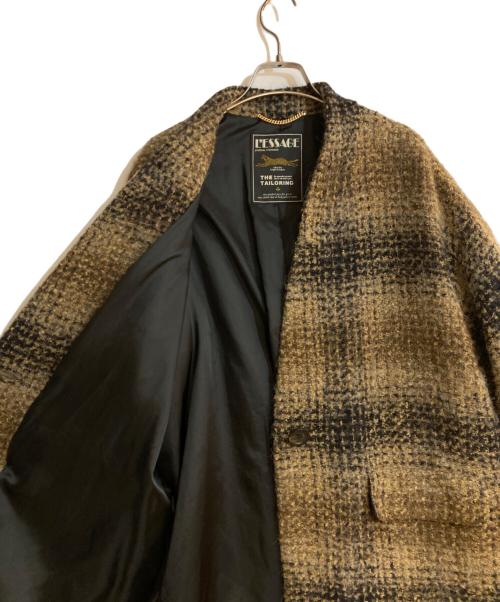 journal standard L'essage（ジャーナルスタンダード レサージュ）journal standard L'essage (ジャーナルスタンダード レサージュ) ノーカラーツイードコート ブラウン サイズ:FREEの古着・服飾アイテム