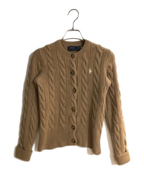 POLO RALPH LAUREN（ポロ・ラルフローレン）POLO RALPH LAUREN (ポロ・ラルフローレン) カシミヤ混ケーブルニットカーディガン ブラウン サイズ:XSの古着・服飾アイテム