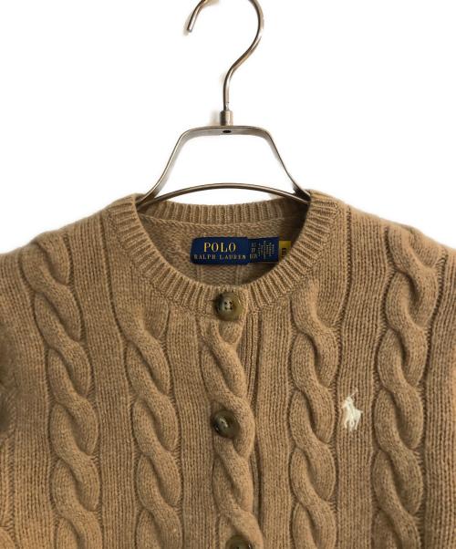 POLO RALPH LAUREN（ポロ・ラルフローレン）POLO RALPH LAUREN (ポロ・ラルフローレン) カシミヤ混ケーブルニットカーディガン ブラウン サイズ:XSの古着・服飾アイテム