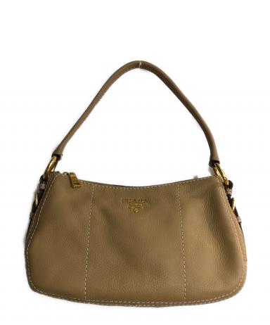中古・古着通販】PRADA (プラダ) レザーワンショルダーバッグ ベージュ