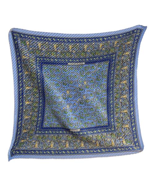 HERMES（エルメス）HERMES (エルメス) プリーツカレ90 CHASSE EN INDE ブルーの古着・服飾アイテム