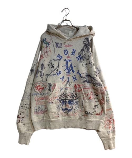 SAINT MICHAEL（セントマイケル）SAINT MICHAEL (セントマイケル) BORN X RAISED (ボーン レイズド) LA Hoodie グレー サイズ:XLの古着・服飾アイテム