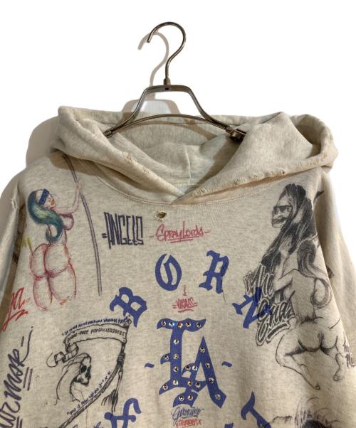 SAINT MICHAEL（セントマイケル）SAINT MICHAEL (セントマイケル) BORN X RAISED (ボーン レイズド) LA Hoodie グレー サイズ:XLの古着・服飾アイテム