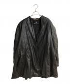 PIERRE BALMAINピエール バルマン）の古着「オールドノーカラーレザーコート」｜ブラック