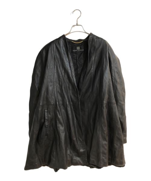 PIERRE BALMAIN（ピエール バルマン）PIERRE BALMAIN (ピエール バルマン) オールドノーカラーレザーコート ブラック サイズ:不明の古着・服飾アイテム