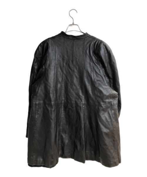 PIERRE BALMAIN（ピエール バルマン）PIERRE BALMAIN (ピエール バルマン) オールドノーカラーレザーコート ブラック サイズ:不明の古着・服飾アイテム