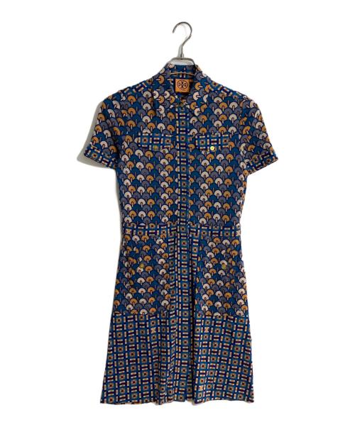 TORY BURCH（トリーバーチ）TORY BURCH (トリーバーチ) 総柄シルクワンピース ブルー サイズ:XSの古着・服飾アイテム