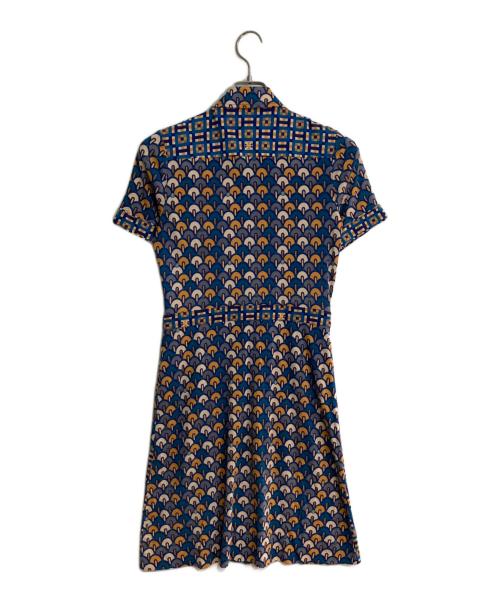 TORY BURCH（トリーバーチ）TORY BURCH (トリーバーチ) 総柄シルクワンピース ブルー サイズ:XSの古着・服飾アイテム
