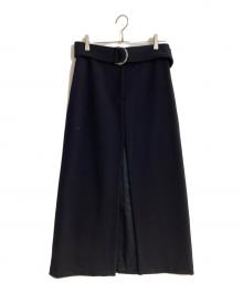 LIVIANA CONTI（リビアナコンティ）の古着「オーバースリットベルテッドスカート」｜ネイビー