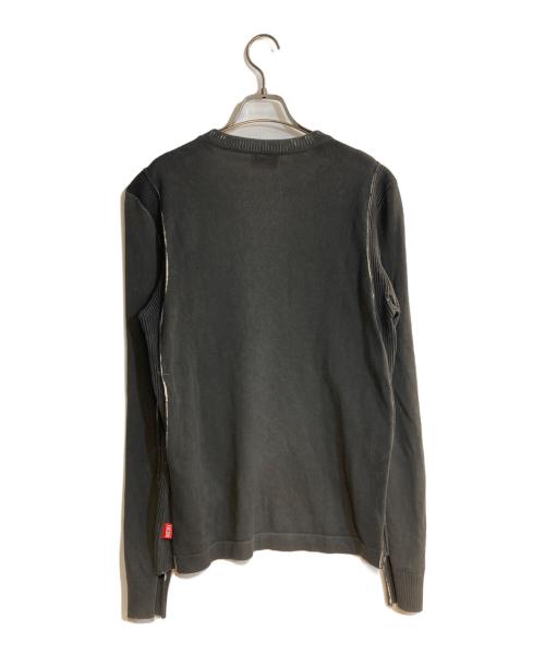 DIESEL（ディーゼル）DIESEL (ディーゼル) K-DENIM-ROUND コーティングクルーネックニット グレー サイズ:Mの古着・服飾アイテム