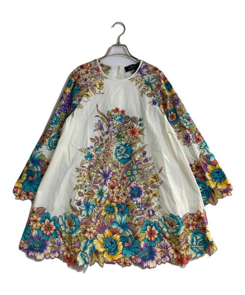 ETRO（エトロ）ETRO (エトロ) フラワープリント×レースコンビワンピース グリーン×アイボリー サイズ:40の古着・服飾アイテム