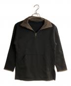 FENDIフェンディ）の古着「ロゴ刺繍ハーフジップスウェット」｜ブラック