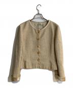 VALENTINOヴァレンティノ）の古着「オールドノーカラーシルクジャケット」｜アイボリー