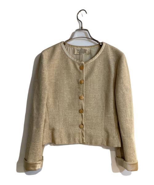 VALENTINO（ヴァレンティノ）VALENTINO (ヴァレンティノ) オールドノーカラーシルクジャケット アイボリー サイズ:不明の古着・服飾アイテム