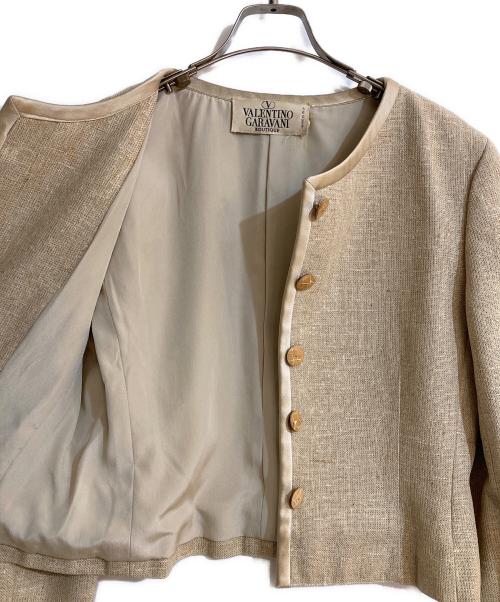 VALENTINO（ヴァレンティノ）VALENTINO (ヴァレンティノ) オールドノーカラーシルクジャケット アイボリー サイズ:不明の古着・服飾アイテム