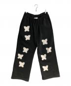 DISCOVEREDディスカバード）の古着「BUTTERFLY CROCHET SWEATPANTS」｜ブラック