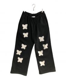 DISCOVERED（ディスカバード）の古着「BUTTERFLY CROCHET SWEATPANTS」｜ブラック