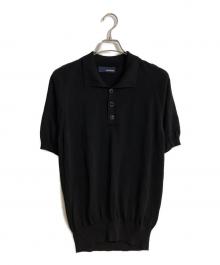 LARDINI（ラルディーニ）の古着「金ボタンニットポロシャツ」｜ブラック