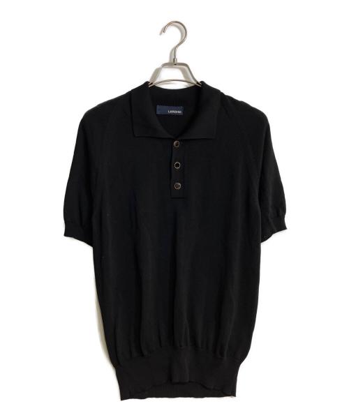 LARDINI（ラルディーニ）LARDINI (ラルディーニ) 金ボタンニットポロシャツ ブラック サイズ:48の古着・服飾アイテム
