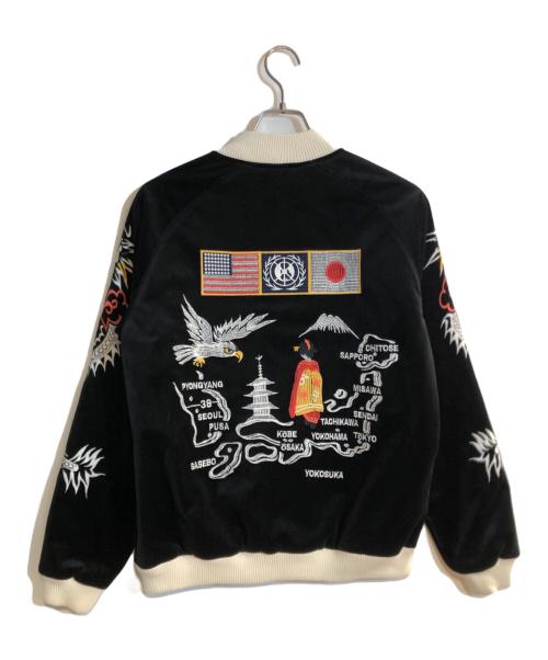 HOUSTON（ヒューストン）HOUSTON (ヒューストン) 別珍スカジャン「NATIONAL FLAG」 ブラック サイズ:Mの古着・服飾アイテム