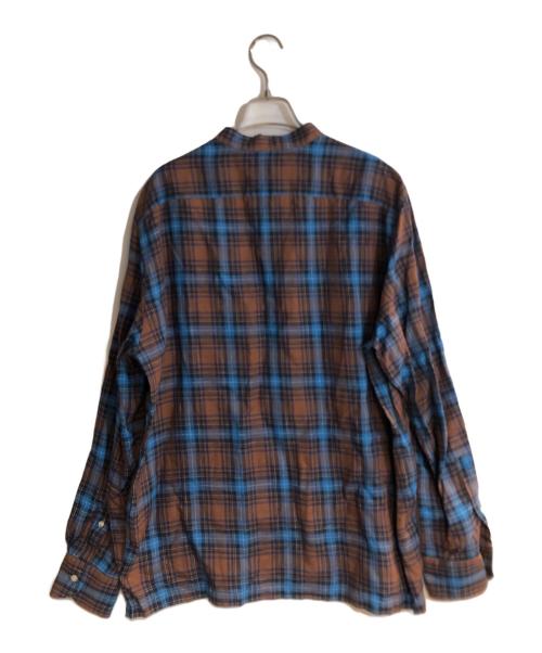 GUY ROVER（ギローバー）GUY ROVER (ギローバー) Brilla per il gusto (ブリッラ ペル イルグースト) リネンコットン チェック プルオーバー バンドカラーシャツ ブラウン サイズ:不明の古着・服飾アイテム