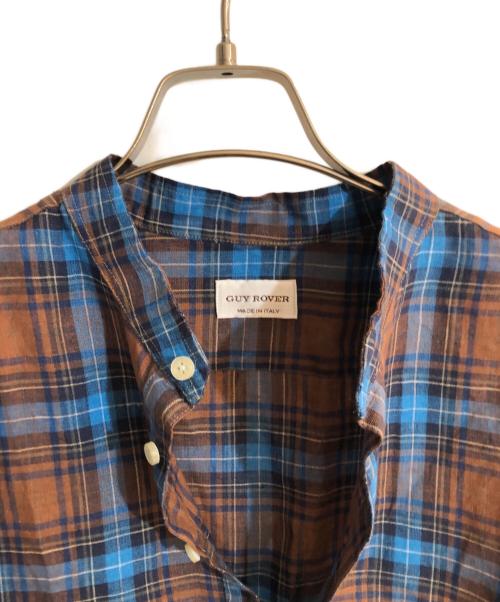 GUY ROVER（ギローバー）GUY ROVER (ギローバー) Brilla per il gusto (ブリッラ ペル イルグースト) リネンコットン チェック プルオーバー バンドカラーシャツ ブラウン サイズ:不明の古着・服飾アイテム
