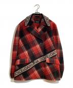 DOLCE & GABBANAドルチェ＆ガッバーナ）の古着「チェック柄Pコート」｜レッド