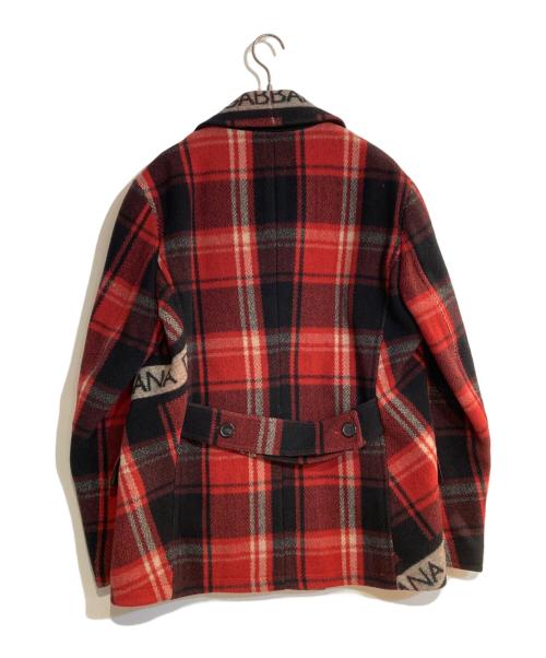 DOLCE & GABBANA（ドルチェ＆ガッバーナ）DOLCE & GABBANA (ドルチェ＆ガッバーナ) チェック柄Pコート レッド サイズ:52の古着・服飾アイテム