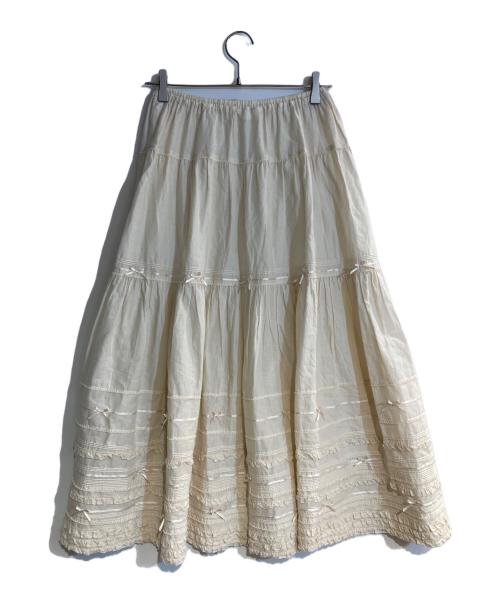 PINK HOUSE（ピンクハウス）PINK HOUSE (ピンクハウス) ローンティアードスカート ベージュ サイズ:不明の古着・服飾アイテム
