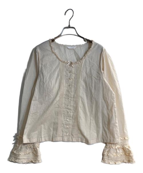 PINK HOUSE（ピンクハウス）PINK HOUSE (ピンクハウス) 袖フリル使いローンブラウス ベージュ サイズ:不明の古着・服飾アイテム