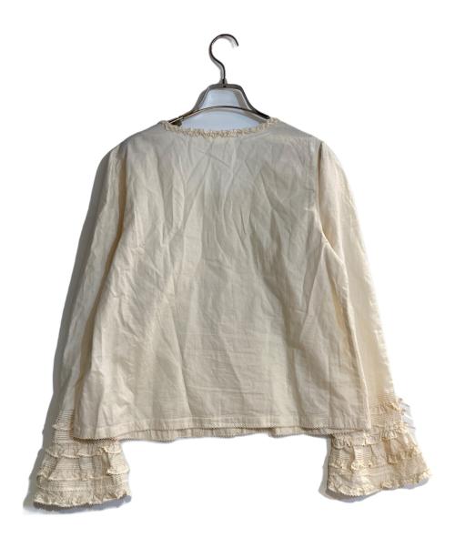 PINK HOUSE（ピンクハウス）PINK HOUSE (ピンクハウス) 袖フリル使いローンブラウス ベージュ サイズ:不明の古着・服飾アイテム